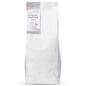 Opakowanie otrębów pszennych gat. I w białej torbie papierowej z etykietą producenta.