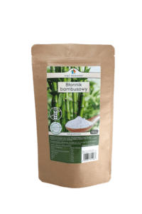 Opakowanie błonnika bambusowego 250g bezglutenowego, marki Pięć Przemian, na białym tle.
