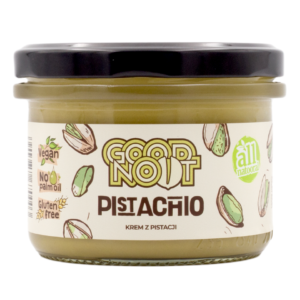Słoik kremu pistacjowego Good Noot, wegański, bez oleju palmowego i glutenu.
