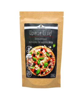 Bezglutenowa mieszanka do pizzy Pięć Przemian, 250g, wegańska i bez dodatku cukru.