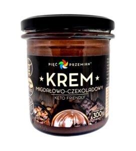Słoik kremu migdałowo-czekoladowego keto friendly Pięć Przemian, 300g.