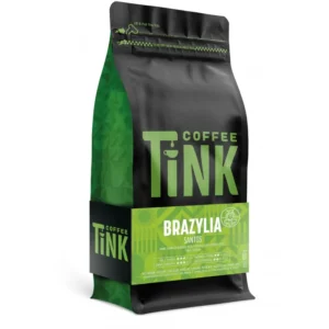 Opakowanie kawy Tink Brazylia Santos, zielono-czarne, 1000g, kawa ziarnista arabica.