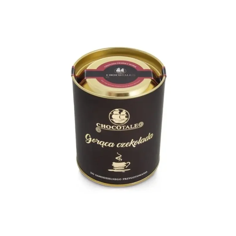 Puszka gorącej czekolady Chocotale, elegancko zapakowana do samodzielnego przygotowania.