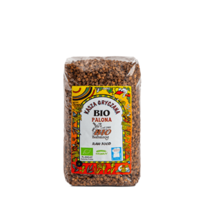 Opakowanie kaszy gryczanej bio, palonej, Babalscy, certyfikowany produkt ekologiczny.
