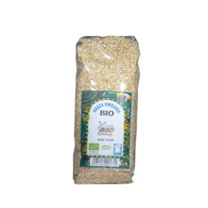 Opakowanie kaszy owsianej BIO marki BIO babalscy z etykietą i certyfikatem ekologicznym.