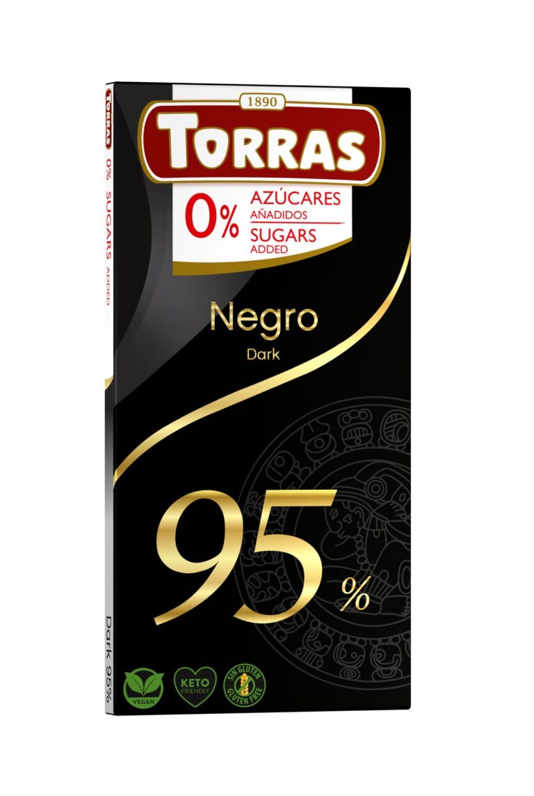 Czekolada Torras 95% kakao, bez dodatku cukru, wegańska, keto, bezglutenowa.