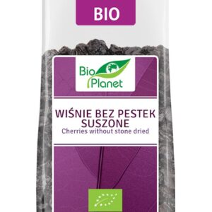 Ekologiczne suszone wiśnie bez pestek marki Bio Planet - opakowanie 100g.