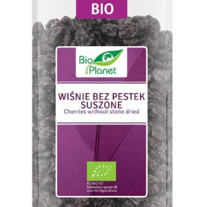 Opakowanie suszonych wiśni bez pestek marki Bio Planet, produkt ekologiczny.