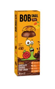 Opakowanie Bob Snail Choco Mango - belgijska czekolada mleczna, bez cukru, gluten free, 30g.