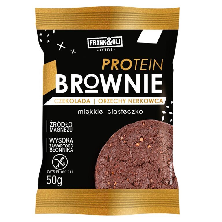 Opakowanie proteinowego brownie z czekoladą i orzechami nerkowca, źródło magnezu, 50g.