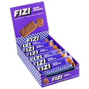 FIZI Mood Booster Choco Crunch - batony proteinowe z czekoladą, 10 witamin, bez cukru, opakowanie zbiorcze.