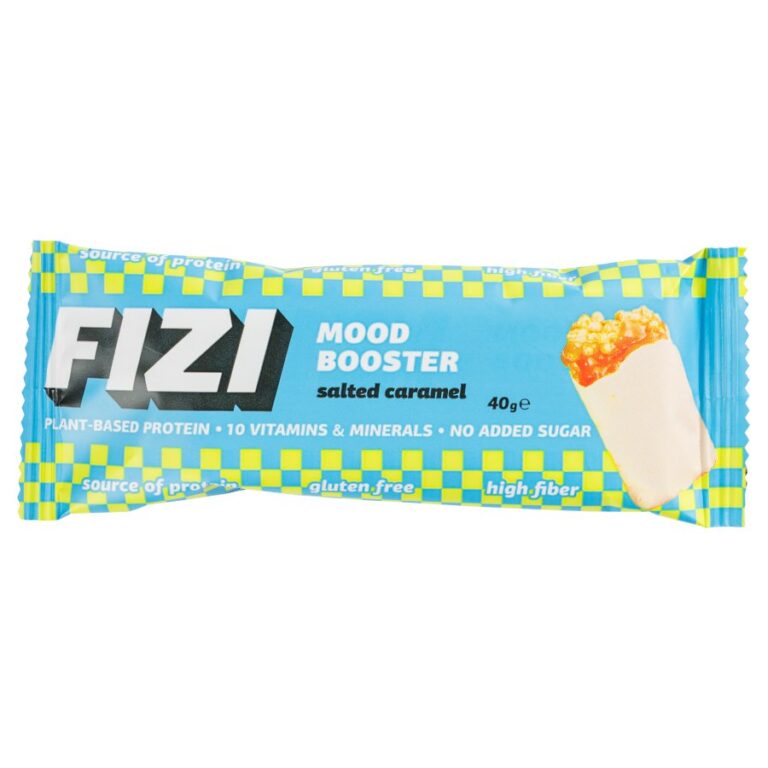 Batony proteinowe FIZI Mood Booster o smaku solonego karmelu, bez cukru, źródło białka i błonnika, 40 g.