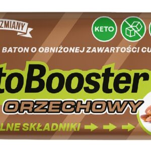 Baton Keto Booster Orzechowy 40g z naturalnymi składnikami i niskim IG, o obniżonej zawartości cukru.