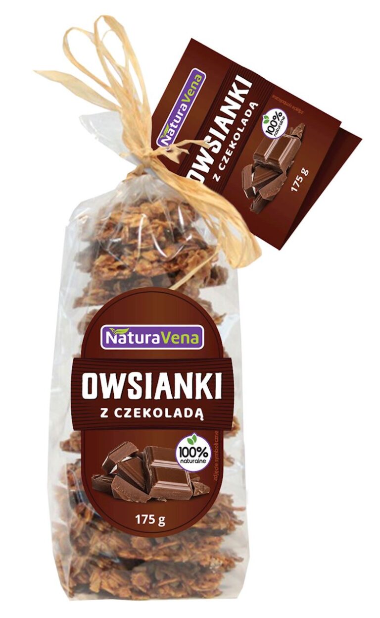 Opakowanie owsianek z czekoladą NaturaVena, 175g, 100% naturalne składniki.
