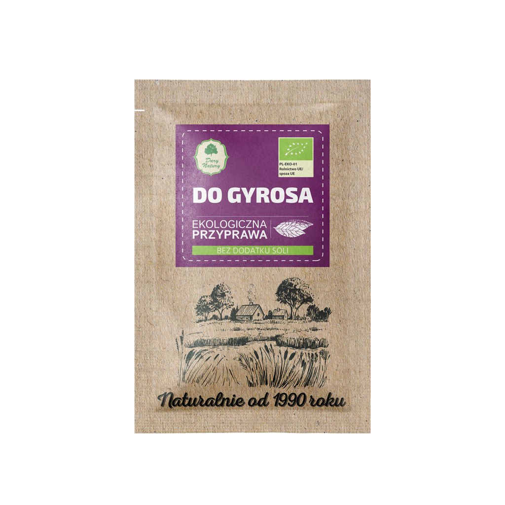 Ekologiczna przyprawa do gyrosa bez soli, w naturalnym opakowaniu. Sklep Pl-Eko-01.