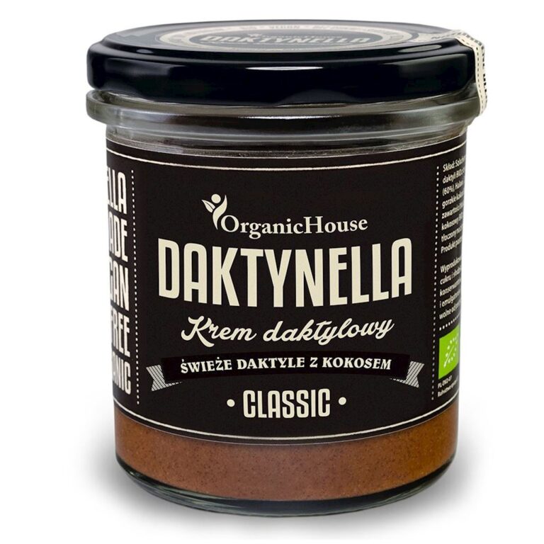 Słoik kremu daktylowego z kokosem Daktynella marki OrganicHouse, etykieta Classic.