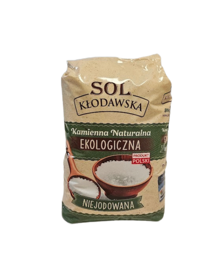 Opakowanie soli kamiennej Kłodawskiej, ekologicznej i niejodowanej, produkt polski.